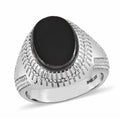 Black Onyx Solitaire Ring in Stainless Steel (Size 10.0) 4.35 ctw - Sticky add to cart bar