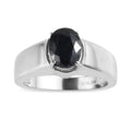 Midnight Sapphire Solitaire Men's Ring in Stainless Steel (Size 10.0) 2.50 ctw - Sticky add to cart bar