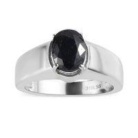 Midnight Sapphire Solitaire Men's Ring in Stainless Steel (Size 10.0) 2.50 ctw
