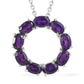 African Amethyst Circle Necklace (18 Inches) in Stainless Steel 3.60 ctw - Sticky add to cart bar