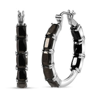 Elite Shungite 5.40 ctw Inside Out Hoop Earrings in Stainless Steel