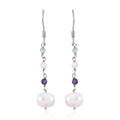 Freshwater Pearl and Multi Gemstone Earrings in Sterling Silver 1.35 ctw - Sticky add to cart bar