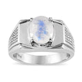 Rainbow Moonstone Men's Ring in Stainless Steel (Size 10.0) 2.40 ctw - Sticky add to cart bar