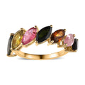 Multi-Tourmaline 7 Stone Band Ring in Vermeil YG Over Sterling Silver (Size 10.0) 3.40 ctw - Sticky add to cart bar