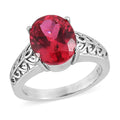 Lab Created Padparadscha Sapphire Solitaire Ring in Stainless Steel (Size 10.0) 5.40 ctw - Sticky add to cart bar