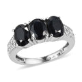 Midnight Sapphire 3 Stone Ring in Stainless Steel (Size 10.0) 3.20 ctw - Sticky add to cart bar