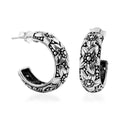 Bali Legacy Sterling Silver Floral Half Hoop Earrings 5.50 Grams - Sticky add to cart bar