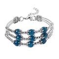 Amazonite 68.50 ctw 3 Row Station Bracelet in Silvertone (7-9In) - Sticky add to cart bar