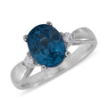 Doorbuster Cambodian Blue Zircon and White Zircon Ring in Platinum Over Sterling Silver 3.10 ctw - Sticky add to cart bar