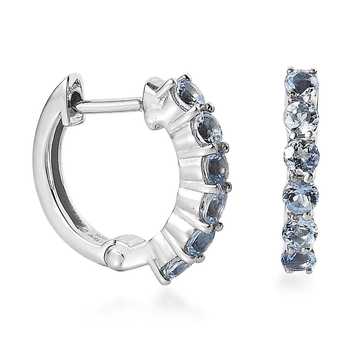 Santa Maria Aquamarine Hoop Earrings in Platinum Over Sterling Silver 0.75 ctw