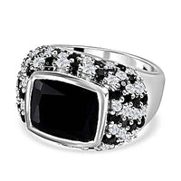 Thai Black Spinel and Thai Black Spinel 10.89 ctw Ring in Platinum Over Sterling Silver (Size 6.5)