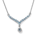 Santa Maria Aquamarine and White Zircon Sunburst Necklace 18 Inches in Platinum Over Sterling Silver 1.30 ctw - Sticky add to cart bar