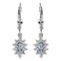 Santa Maria Aquamarine and White Zircon Lever Back Earrings in Platinum Over Sterling Silver 1.00 ctw - Sticky add to cart bar