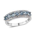 Santa Maria Aquamarine and White Zircon Ring in Platinum Over Sterling Silver (Size 10.0) 1.15 ctw - Sticky add to cart bar