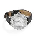 EON 1962 Swiss Movement Moissanite Floral Dial Watch in Sterling Silver with Black Genuine Leather Strap 1.50 ctw - Sticky add to cart bar