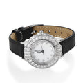 EON 1962 Swiss Movement Moissanite Watch in Sterling Silver with Black Genuine Leather Strap 2.65 ctw - Sticky add to cart bar