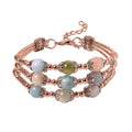 Amazonite 68.50 ctw 3 Row Station Bracelet in Silvertone (7-9In) - Sticky add to cart bar