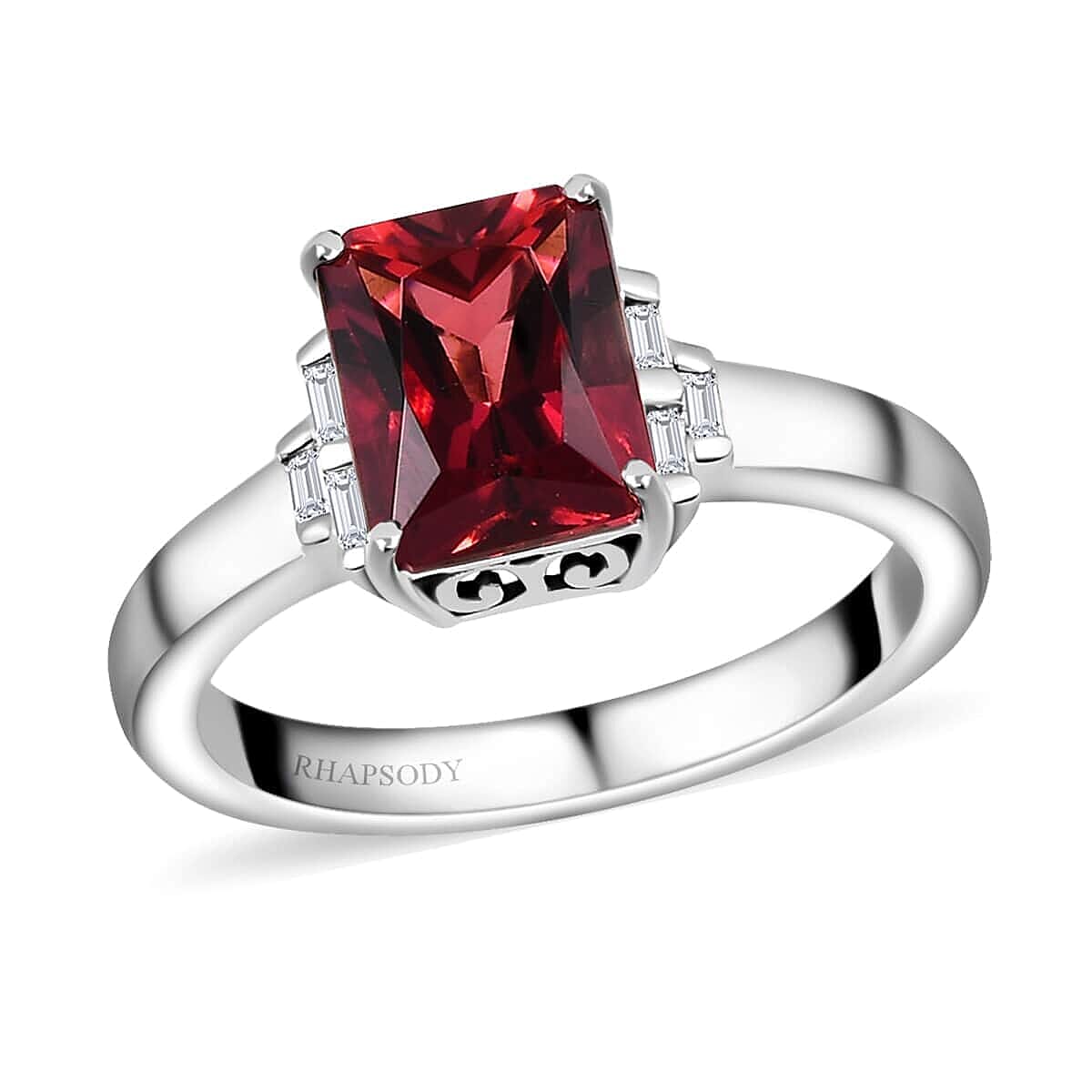 Rhapsody 950 Platinum AAAA Ouro Fino Rubellite and E-F VS Diamond Ring 6.50 Grams 2.65 ctw