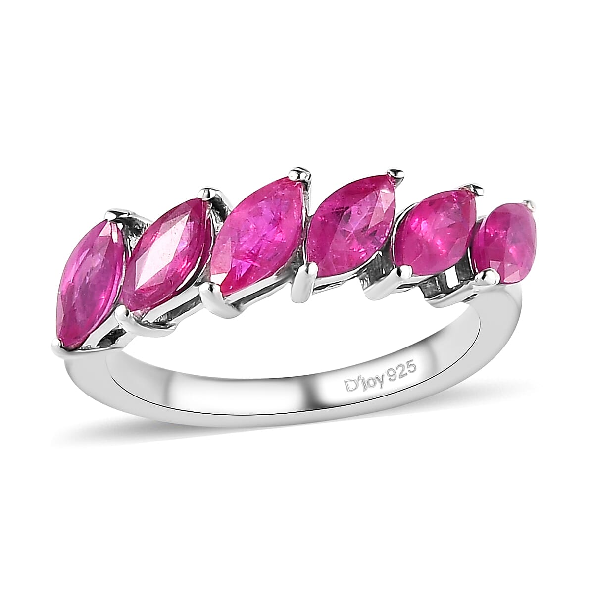 Premium Montepuez Ruby Band Ring in Platinum Over Sterling Silver (Size 10) 1.60 ctw