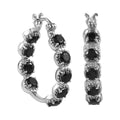 Thai Black Spinel 4.15 ctw Hoop Earrings in Stainless Steel - Sticky add to cart bar