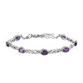 African Amethyst Station Bracelet in Stainless Steel (6.50 In) 2.65 ctw - Sticky add to cart bar