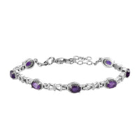 African Amethyst Station Bracelet in Stainless Steel (6.50 In) 2.65 ctw