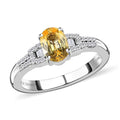Doorbuster Luxoro 10K White Gold Premium Natural Ceylon Yellow Sapphire and G-H I2 Diamond Ring 1.35 ctw - Sticky add to cart bar
