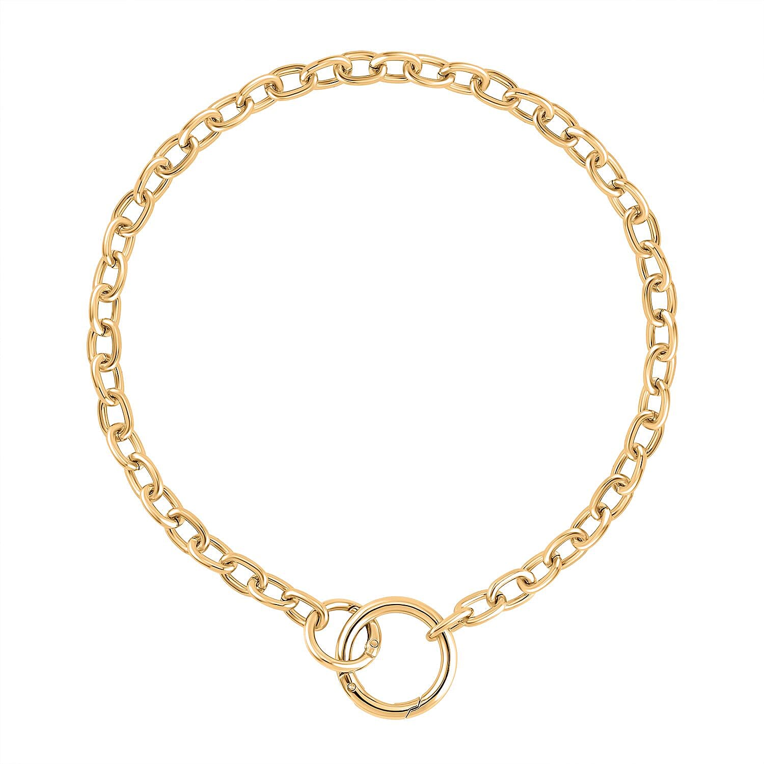 Cable link Chain Double Open Circle Necklace in Goldtone (20 Inches)