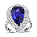 Certified and Appraised Rhapsody 950 Platinum AAAA Tanzanite, Diamond (E-F, VS) (0.73 cts) Double Halo Ring (Size 6.0) (10.43 g) 10.25 ctw - Sticky add to cart bar