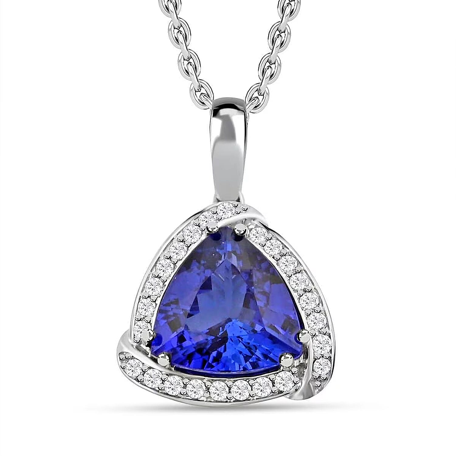 Certified & Appraised Rhapsody 950 Platinum AAAA Tanzanite and E-F VS Diamond Pendant without Chain 4.5 Grams 3.65 ctw