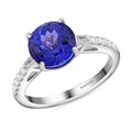 Certified and Appraised Rhapsody AAAA Tanzanite and E-F VS Diamond Ring - Sticky add to cart bar