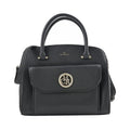MC Saffiano Black Front Flap Pocket Faux Leather Satchel Bag (12"x5.5"x10.5") - Sticky add to cart bar