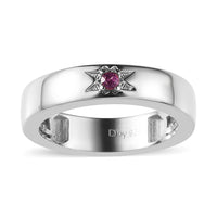 Orissa Rhodolite Garnet Celestial Band Ring in Platinum Over Sterling Silver (Size 5.0) 0.05 ctw