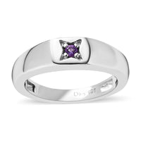 African Amethyst Solitaire Ring in Platinum Over Sterling Silver
