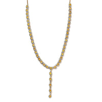 Yellow Sapphire (FF) and Moissanite Necklace 18 Inches in Vermeil Yellow Gold Over Sterling Silver 16.00 ctw