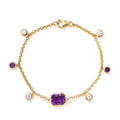 Moroccan Amethyst and Multi Gemstone Station Charm Bracelet in Vermeil Yellow Gold Over Sterling Silver (7.00 In) 5.00 ctw - Sticky add to cart bar