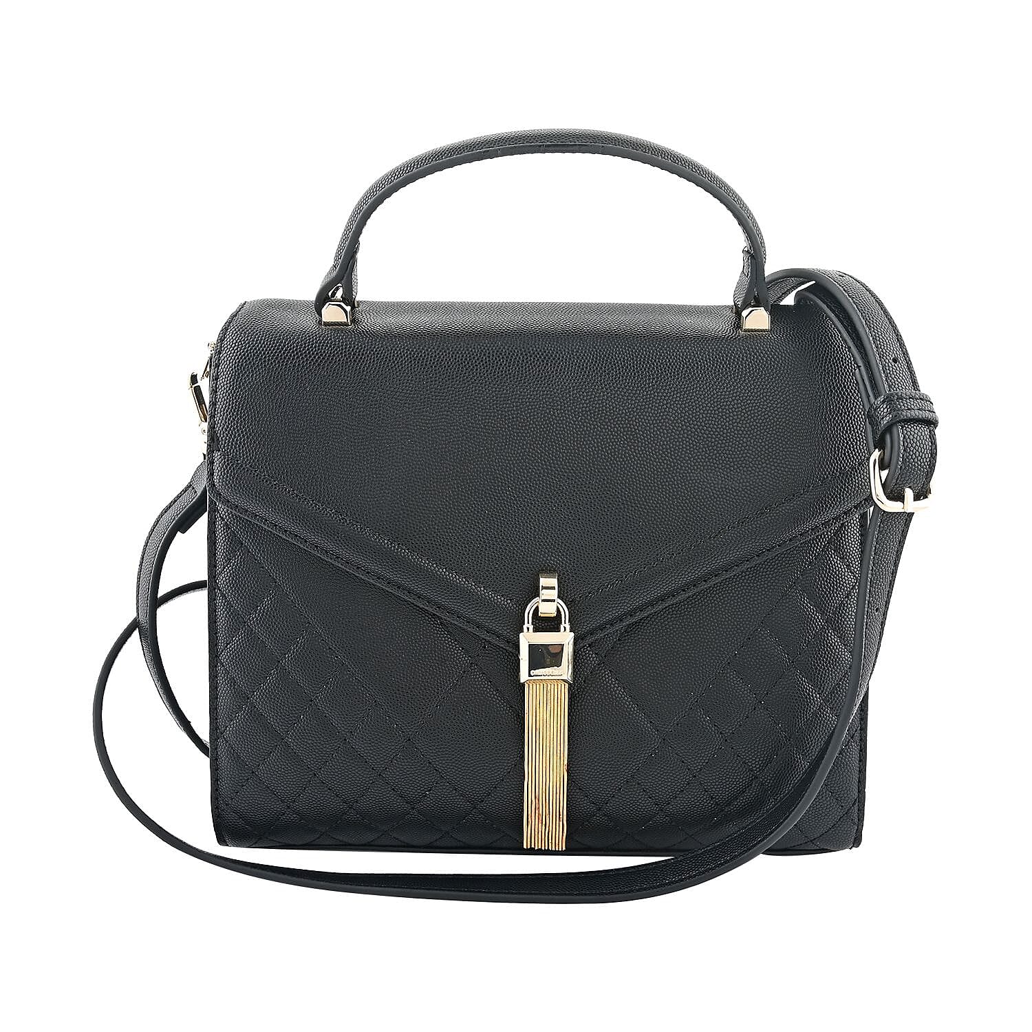 MC Black Pebbled Grain PU Envelope Shape Crossbody Bag (10"x4"x8")