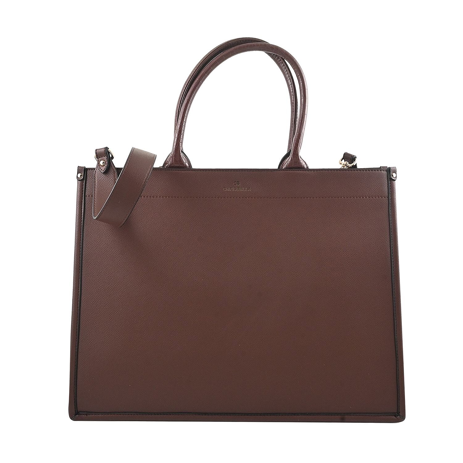 MC Saffiano Black Faux Leather Tote Bag (16"x6.5"x12")