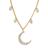 Moissanite Moon Station Necklace 18 Inches in Vermeil Yellow Gold Over Sterling Silver 1.90 ctw