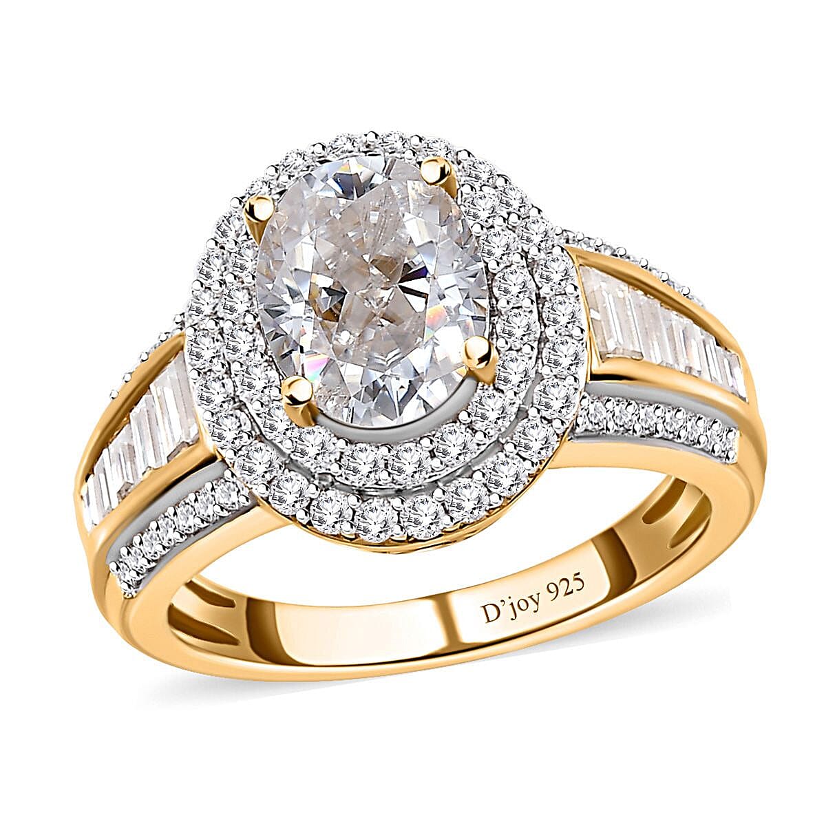 Moissanite Double Halo Ring in Vermeil Yellow Gold Over Sterling Silver 3.40 ctw