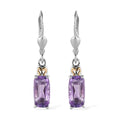 Rose De France Amethyst Lever Back Earrings in Vermeil YG and Platinum Over Sterling Silver 2.75 ctw - Sticky add to cart bar