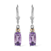 Rose De France Amethyst Lever Back Earrings in Vermeil YG and Platinum Over Sterling Silver 2.75 ctw