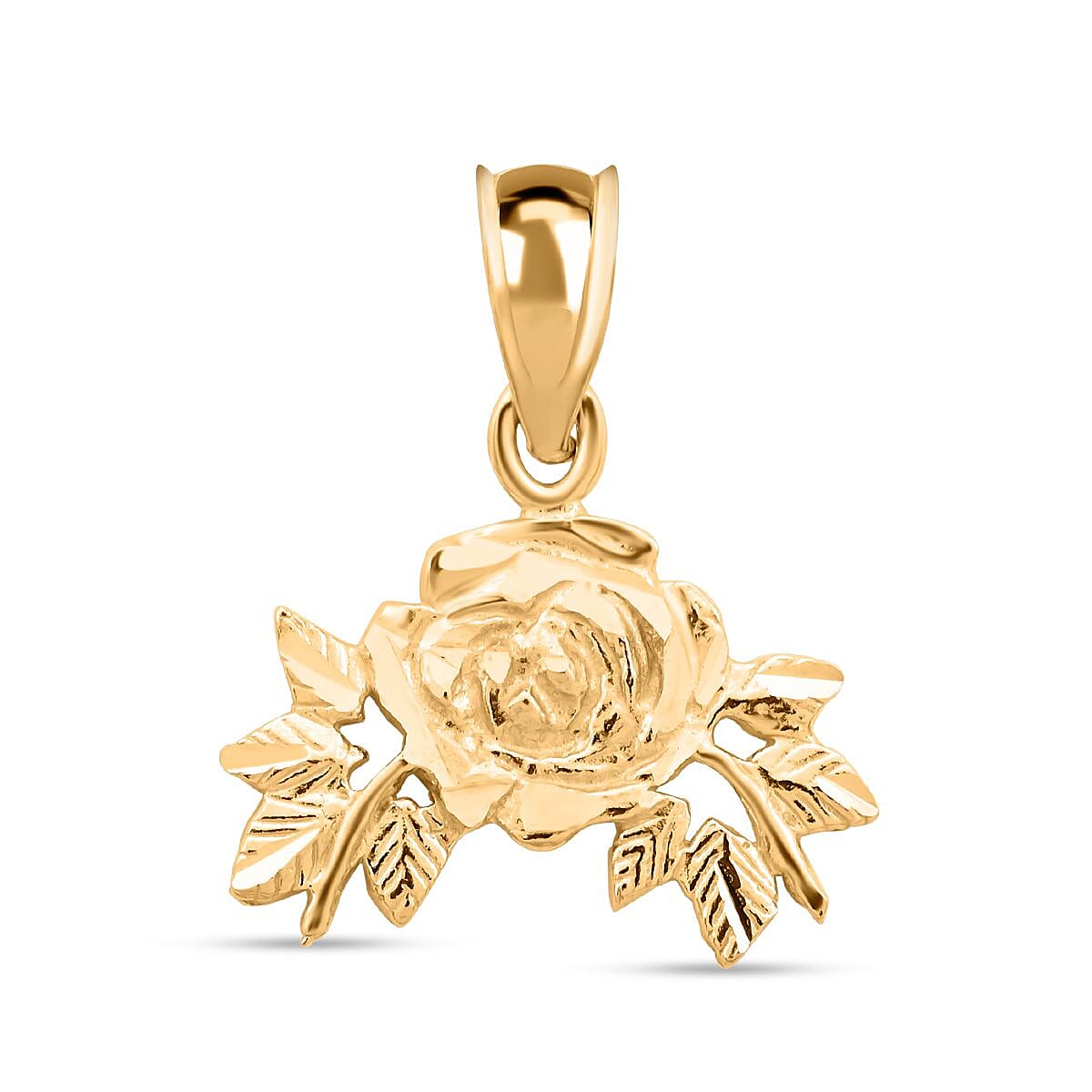 Made in America 10K Yellow Gold Rose Pendant