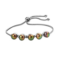 Bronze Freshwater Pearl Bolo Bracelet in Stainless Steel