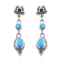 Bali Legacy Sleeping Beauty Turquoise and Niassa Ruby (FF) Dangle Earrings in Sterling Silver 2.20 ctw - Sticky add to cart bar