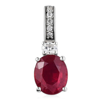 Niassa Ruby (FF) and Moissanite Pendant in Platinum Over Sterling Silver 3.85 ctw