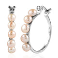 Pink Freshwater Pearl Hoop Earrings in Stainless Steel 9.75 ctw - Sticky add to cart bar