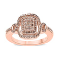 Natural Champagne Diamond Cluster Ring in Vermeil Rose Gold Over Sterling Silver 0.50 ctw - Sticky add to cart bar