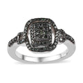 Green Diamond Cluster Ring in Platinum Over Sterling Silver (Size 10.0) 0.50 ctw - Sticky add to cart bar