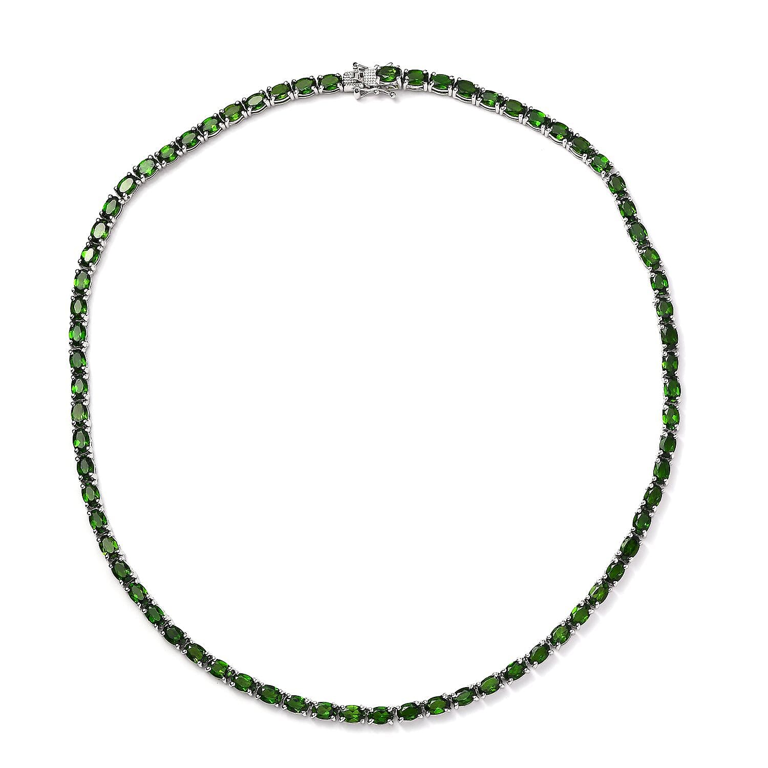 Chrome Diopside Tennis Necklace 18 Inches in Platinum Over Sterling Silver 38.30 ctw